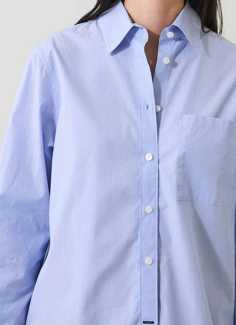 Cotton Stripe Boyfriend Pocket Shirt - Image 2