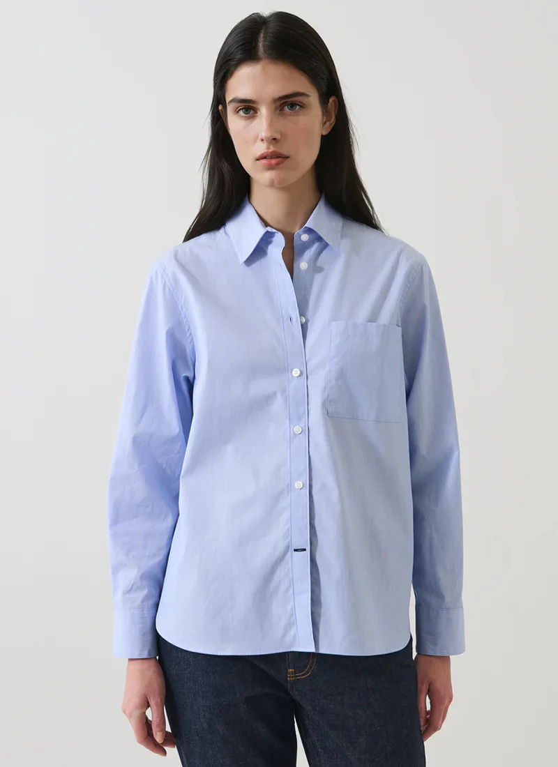 Cotton Stripe Boyfriend Pocket Shirt - Image 3
