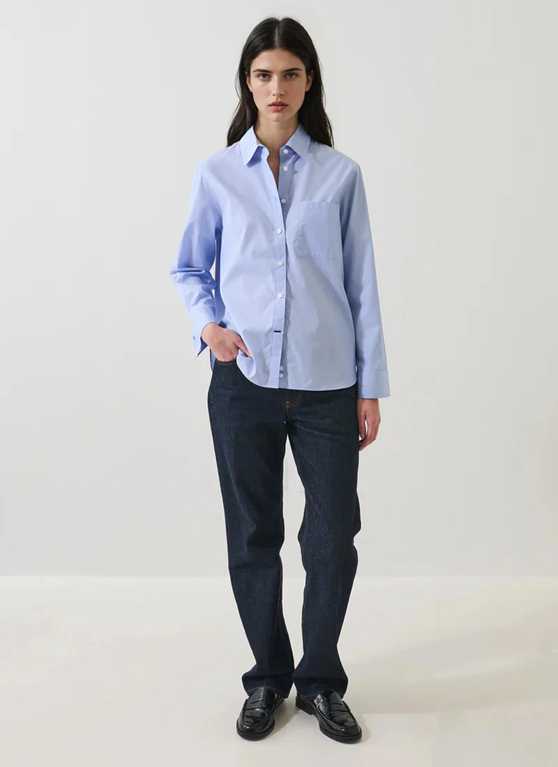 Cotton Stripe Boyfriend Pocket Shirt - Image 4