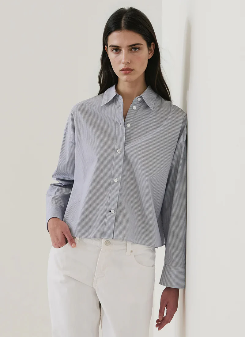 Cotton Stripe Boxy Shirt