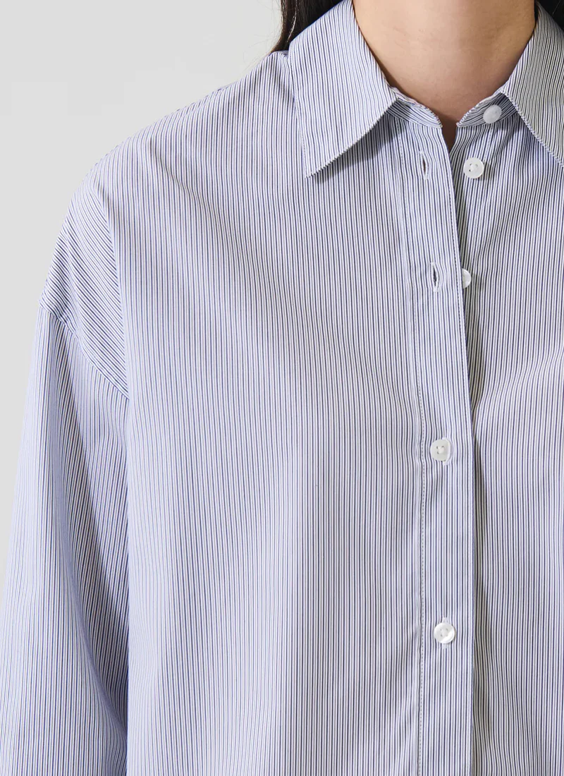Cotton Stripe Boxy Shirt - Image 2