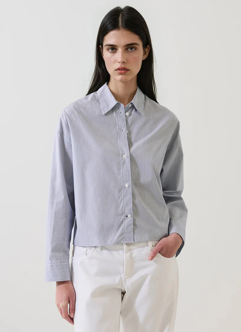 Cotton Stripe Boxy Shirt - Image 4