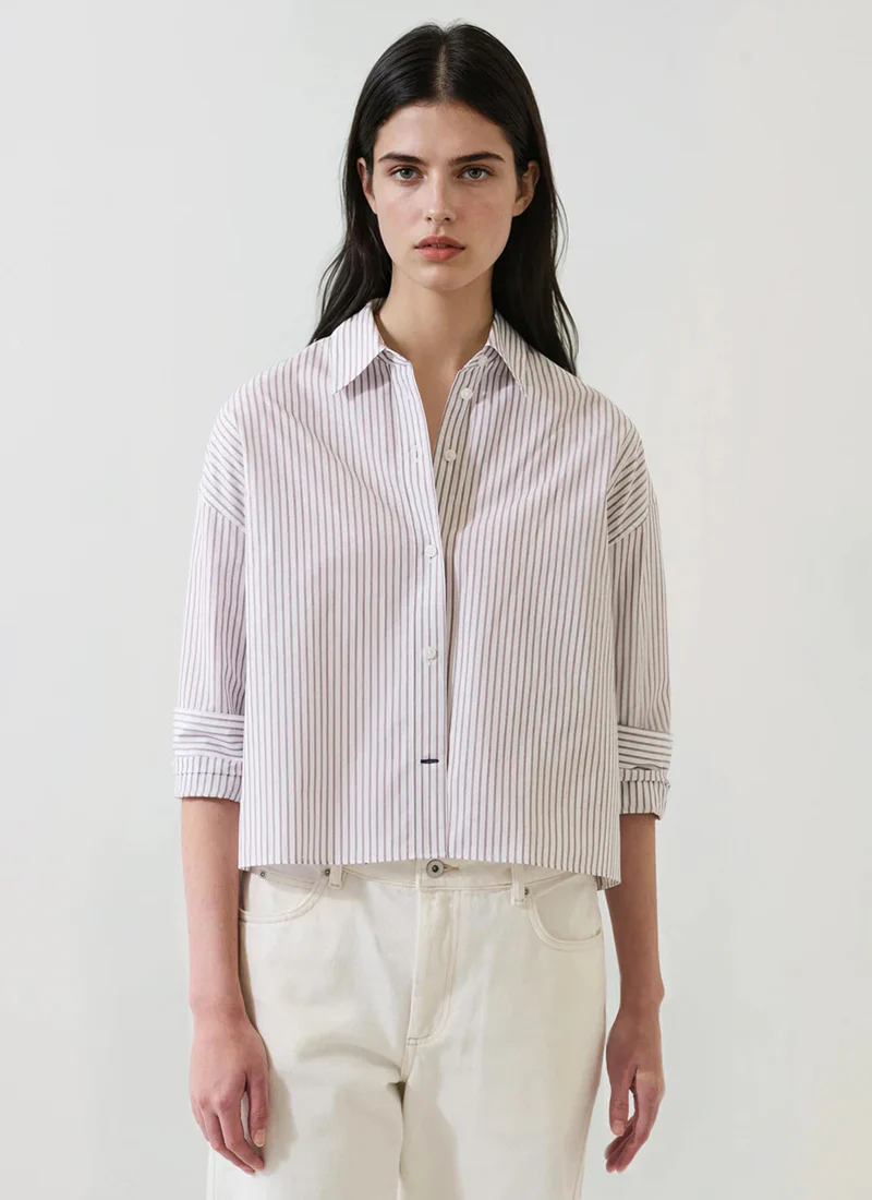 Cotton Stripe Boxy Shirt