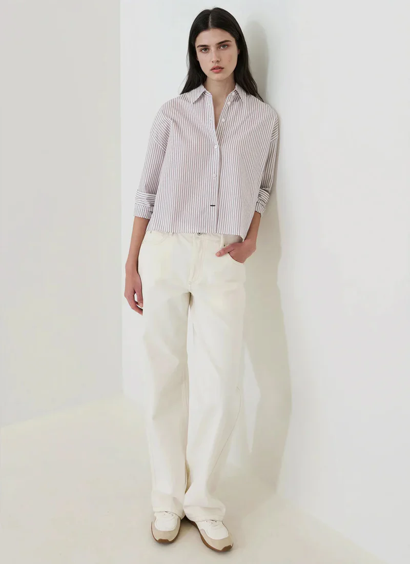 Cotton Stripe Boxy Shirt - Image 3