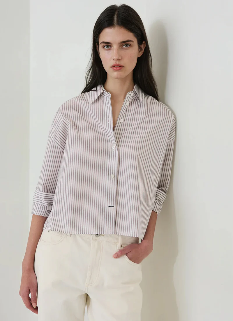 Cotton Stripe Boxy Shirt - Image 4