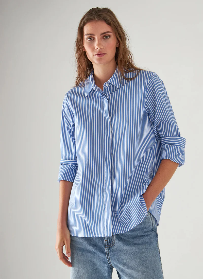 Long Sleeve Relax Stripe Shirt - Image 4