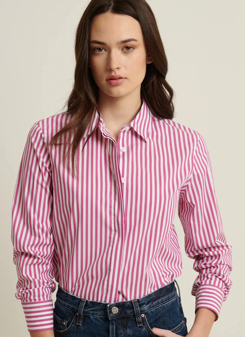 Cotton Stretch Stripe Relaxed Shirt - Image 2