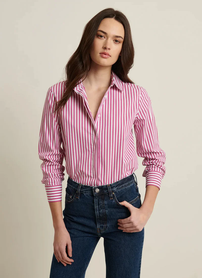 Cotton Stretch Stripe Relaxed Shirt - Image 3