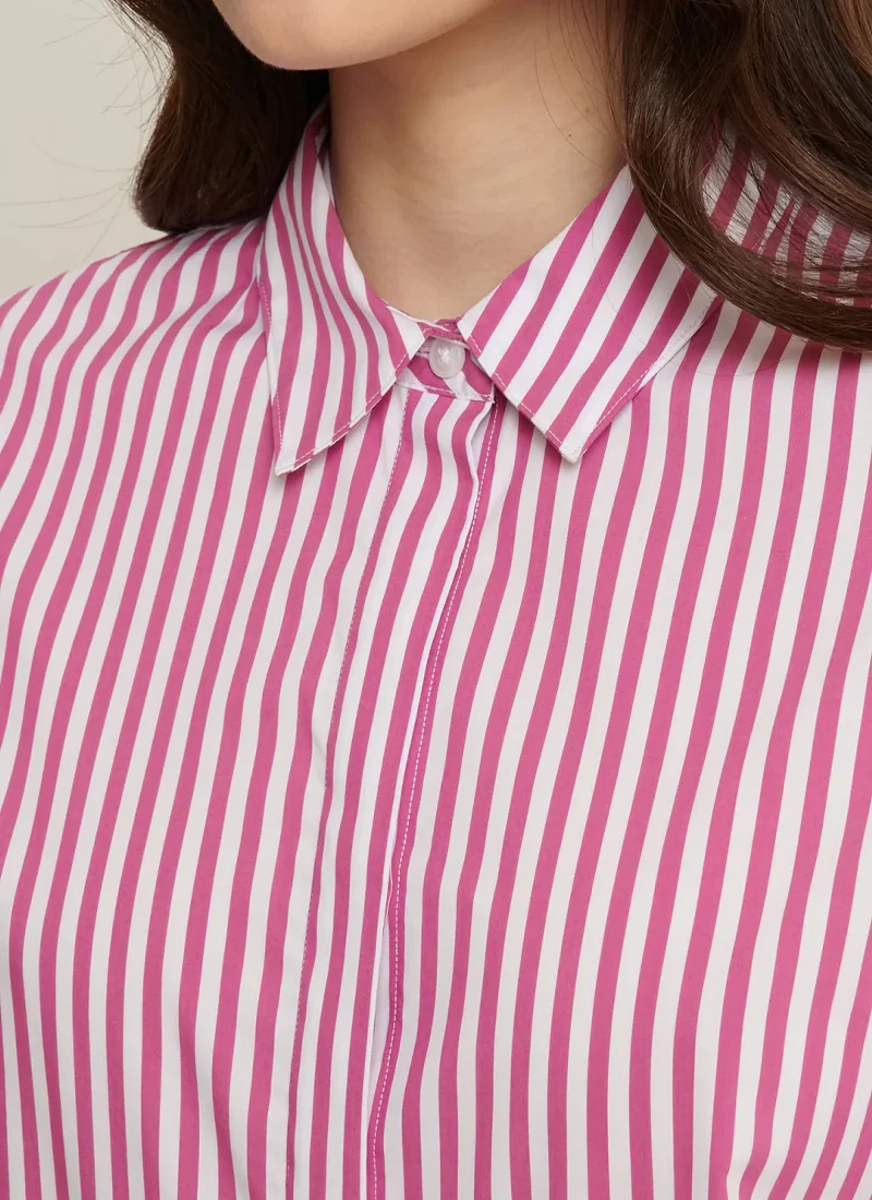 Cotton Stretch Stripe Relaxed Shirt - Image 4