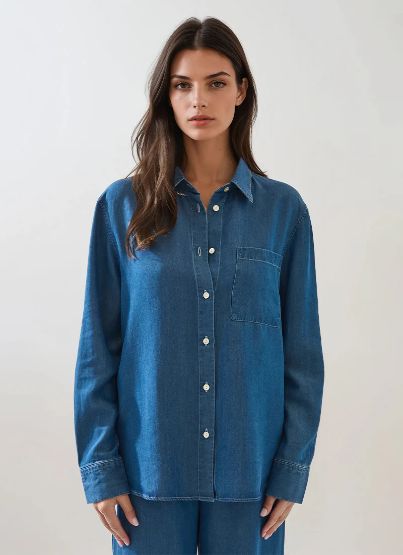 Tencel Stonewash Boyfriend Shirt