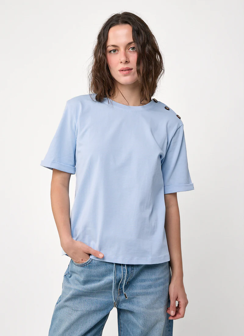 Button Shoulder Tee