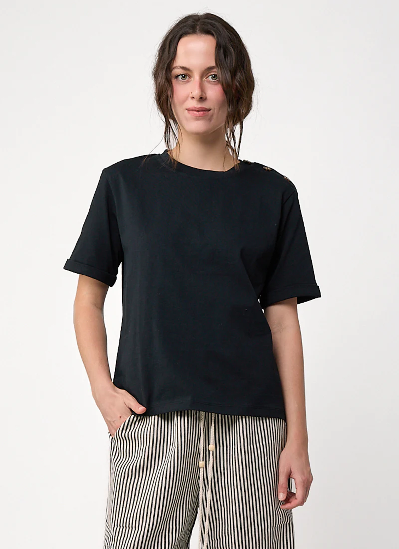Button Shoulder Tee