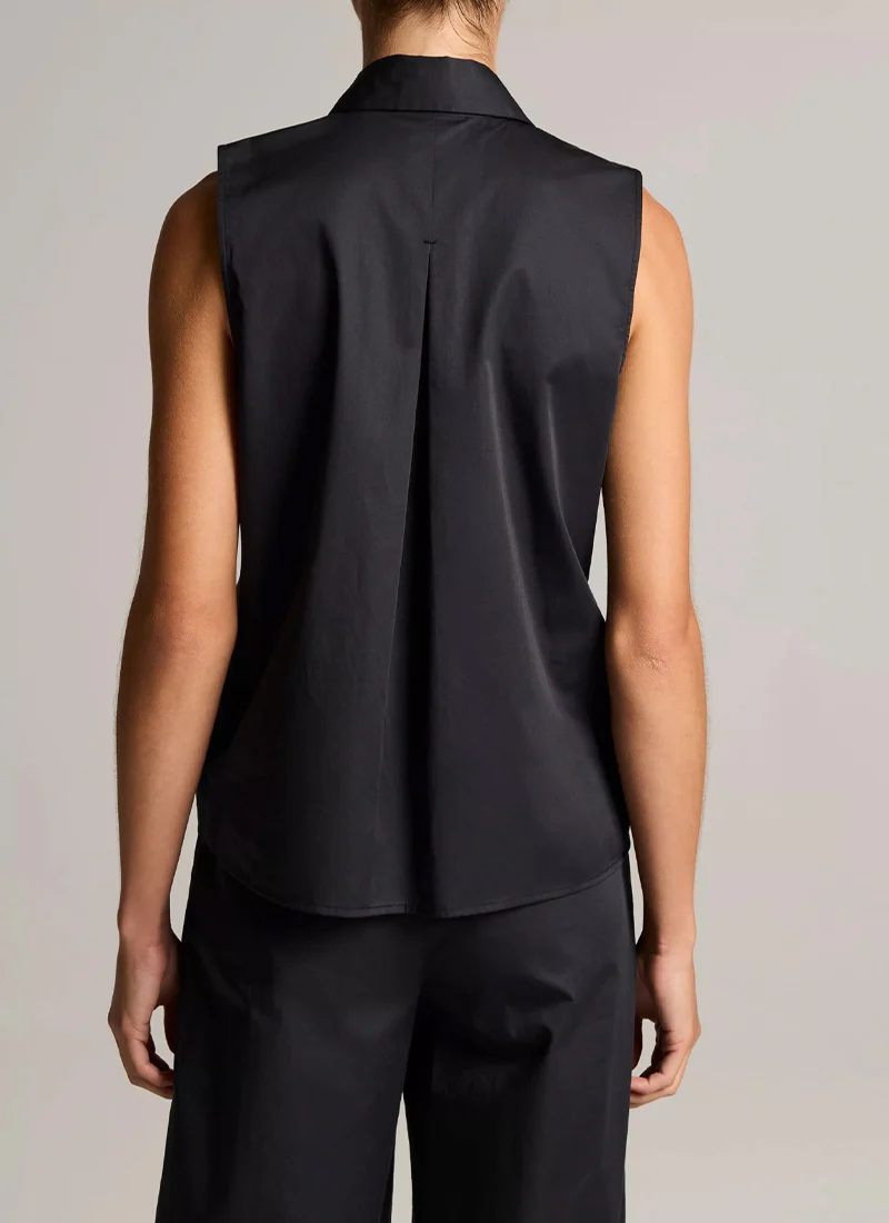 Relaxed Sleeveless Button Down Shirt - Image 3