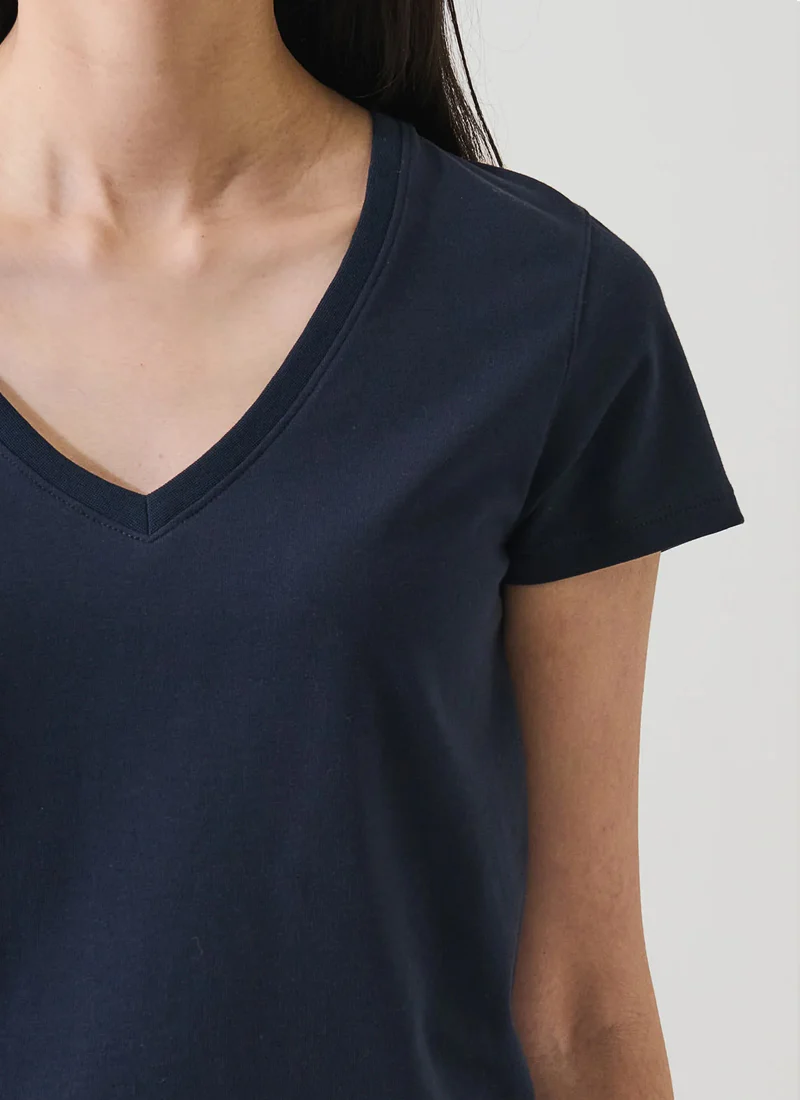 Pima Cotton Stretch Slim V-Neck T-Shirt - Image 2