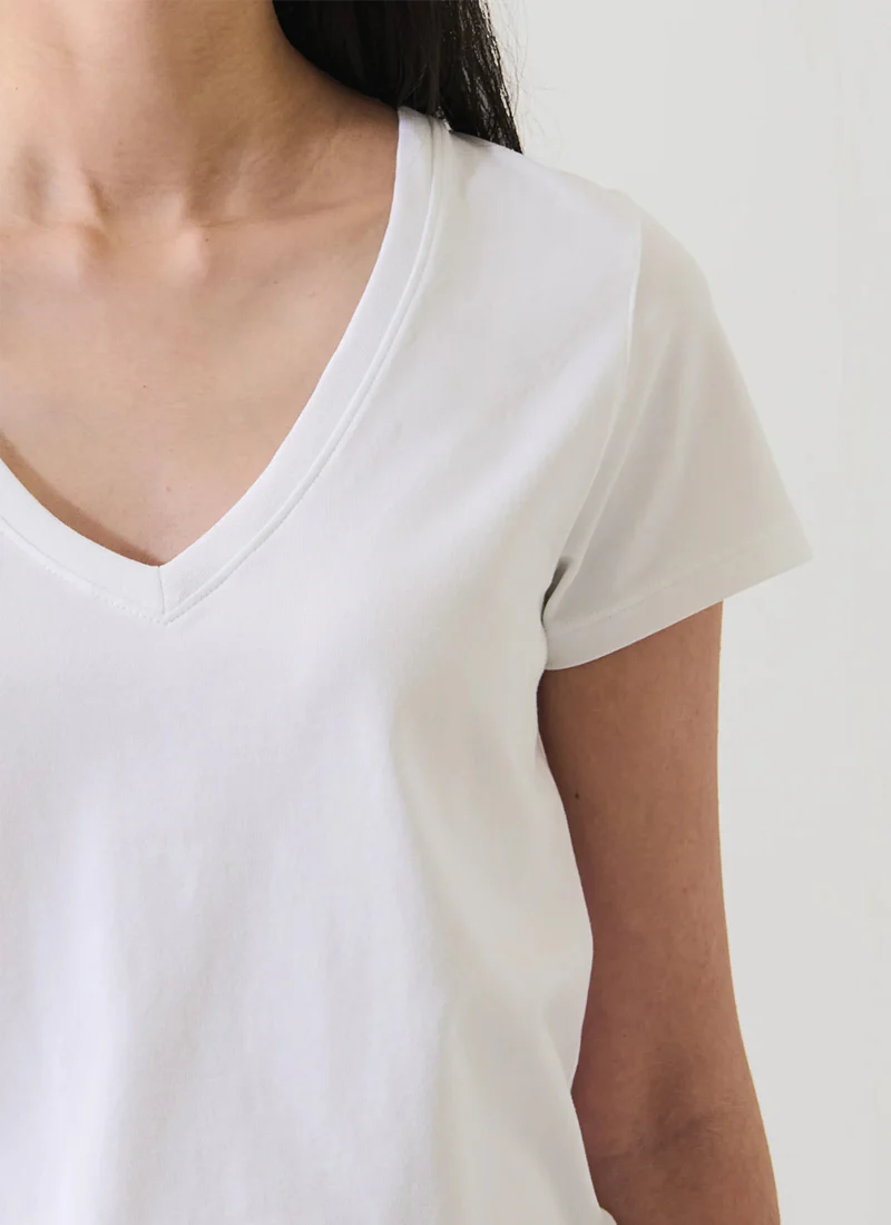 Pima Cotton Stretch Slim V-Neck T-Shirt - Image 2