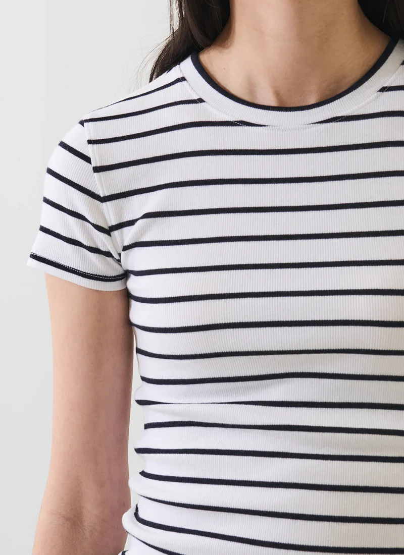 Pima Cotton Stretch Striped Ribbed Baby T-Shirt - Image 2