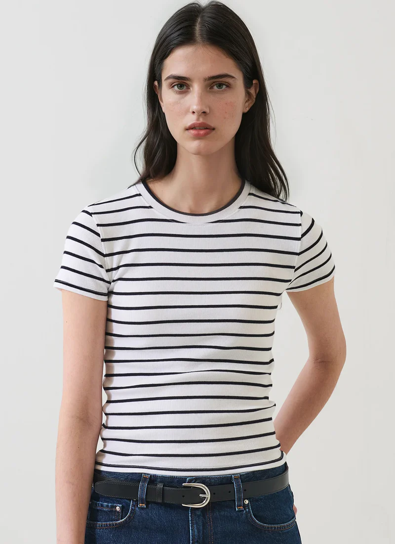 Pima Cotton Stretch Striped Ribbed Baby T-Shirt - Image 3