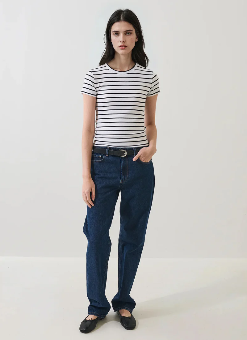 Pima Cotton Stretch Striped Ribbed Baby T-Shirt - Image 4