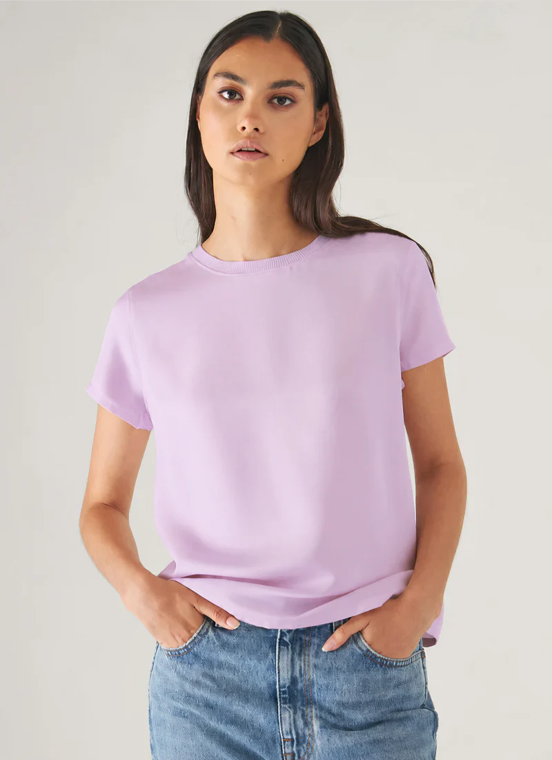 Silk Short Sleeve Crewneck Shirt
