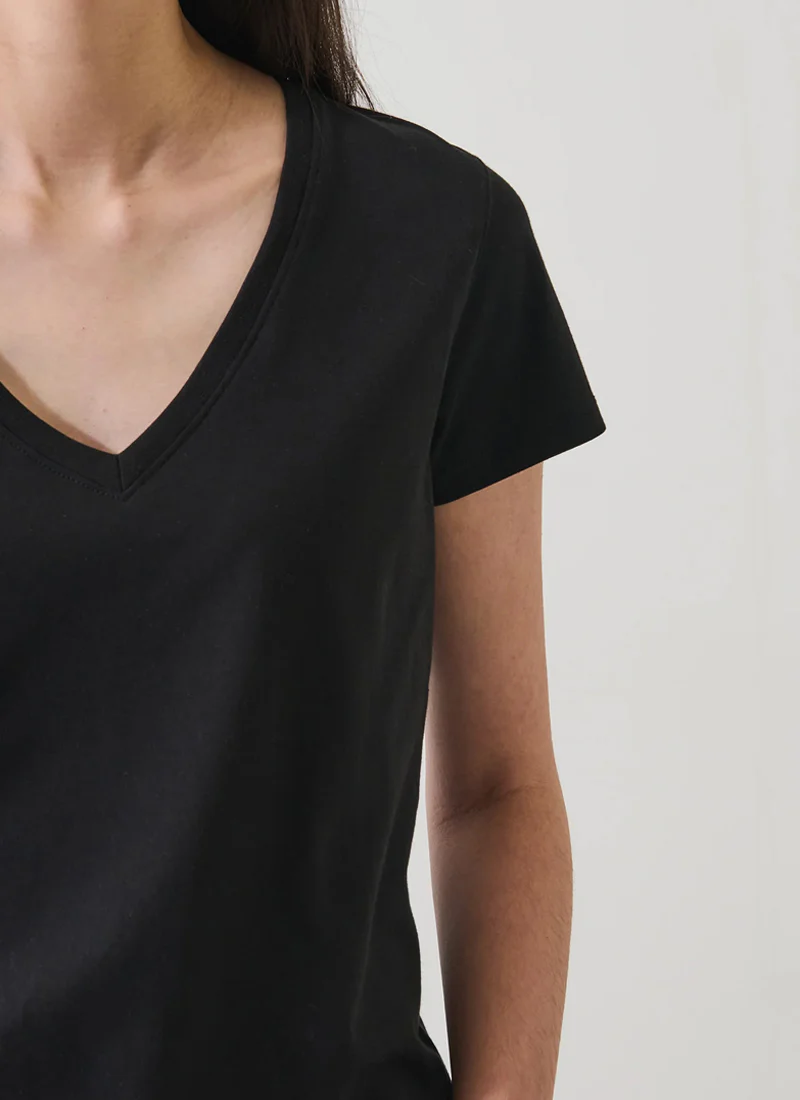 Pima Cotton Stretch Slim V-Neck T-Shirt - Image 2