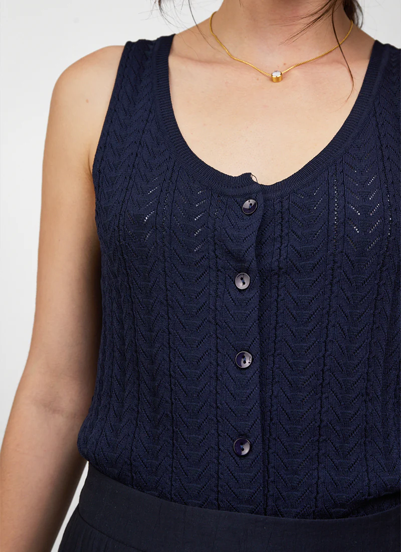 Pointelle Button Up Tank - Image 3