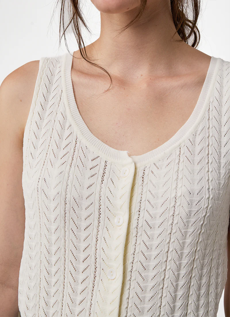 Pointelle Button Up Tank - Image 3