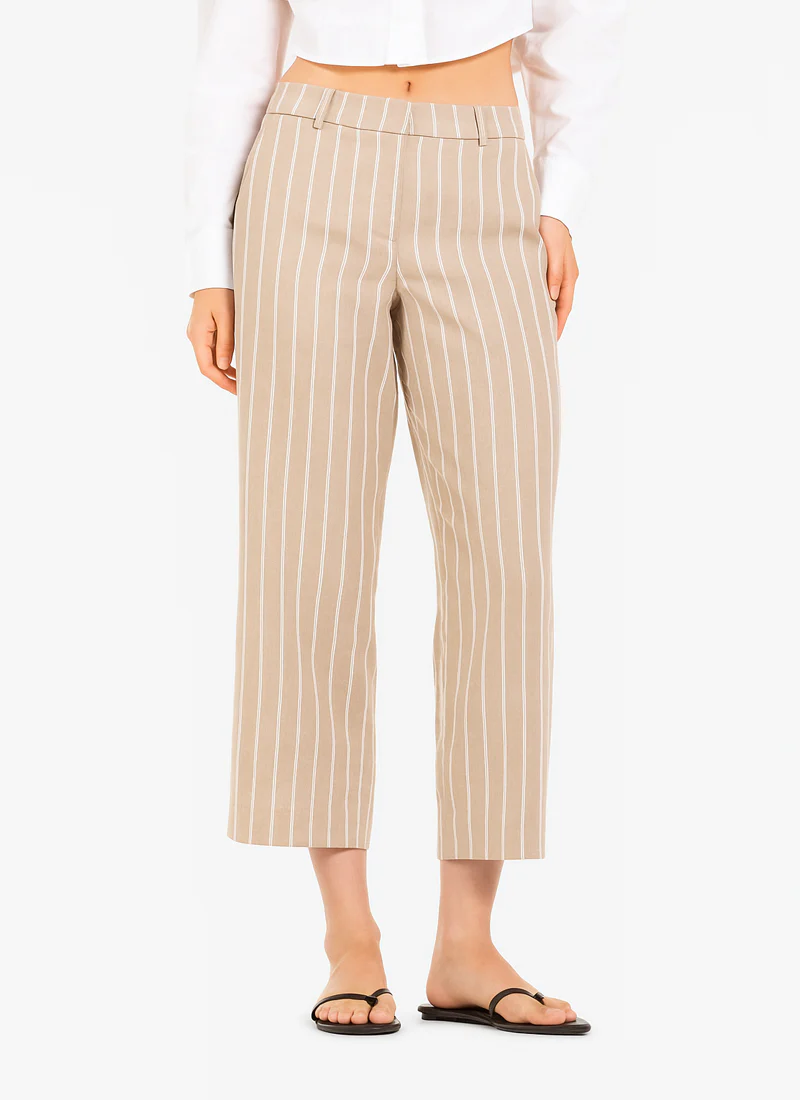 California Crop Linen Pinstripe Pant